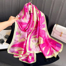 Load image into Gallery viewer, Green Peacock Feather Hijab Summer Beach Pareo Silk Scarf Women Luxury Bandana Soft Long Foulard Femme Designer Bufandas Mujer