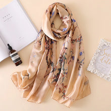 Load image into Gallery viewer, Green Peacock Feather Hijab Summer Beach Pareo Silk Scarf Women Luxury Bandana Soft Long Foulard Femme Designer Bufandas Mujer