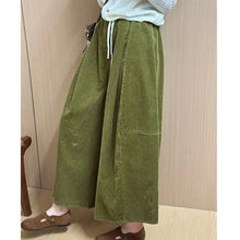 Load image into Gallery viewer, Slimming Effect Corduroy Wide Leg Nine-Tenths Pants Women Casual Style High Waist Polyester Fiber Comfortable Autumn New Arrival