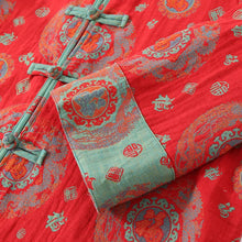 Load image into Gallery viewer, National Style Cotton Double-layer Gauze Women's Pajamas Set for New Year Red Plate Buckle Festival Style Home Clothes