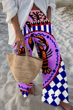 Load image into Gallery viewer, Ladies Beach Pants High Quality Pure Cotton Fabric Blue Fish Graphic Printing Chic Trend Fashion New Loose Wide Leg Trousers