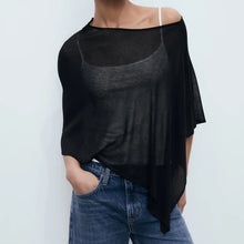 Load image into Gallery viewer, Summer Irregular Knitted Cover-ups Crop Tops Y2k Aesthetic Vintage Smocked T-shirt Boho Beach Vacation Going Out Pullovers Tees