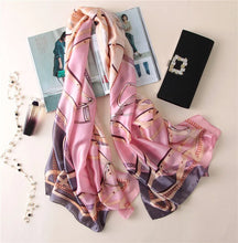 Load image into Gallery viewer, Green Peacock Feather Hijab Summer Beach Pareo Silk Scarf Women Luxury Bandana Soft Long Foulard Femme Designer Bufandas Mujer
