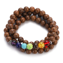 Load image into Gallery viewer, Multilayer Wood Beads Buddha Lotus OM Bracelet Tibetan Buddhist Mala Charm Rosary Bracelet Yoga Wooden For Women Men Jewelry