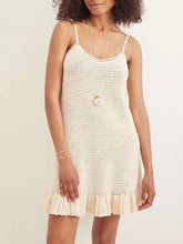 Load image into Gallery viewer, Sexy Crochet Halter V Neck Chic Ruffle Knit Beach Mini Dress 2026 Women Comfy Swimsuit Cover Up Seaside Holiday Club Dresses K58