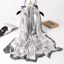 Load image into Gallery viewer, Green Peacock Feather Hijab Summer Beach Pareo Silk Scarf Women Luxury Bandana Soft Long Foulard Femme Designer Bufandas Mujer
