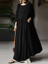 Load image into Gallery viewer, Autumn Women Sundress ZANZEA 2023 Vintage Solid Dresses Female Cotton Robe Casual Long Sleeve Pleated Maxi Vestidos Kaftan