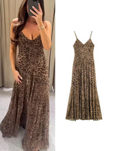 Load image into Gallery viewer, Ladies Sexy Summer Dress Women Vintage Leopard Print Sling Dress Party Suspender Sleeveless Backless Slimming Maxi Dress Female