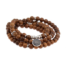 Load image into Gallery viewer, Multilayer Wood Beads Buddha Lotus OM Bracelet Tibetan Buddhist Mala Charm Rosary Bracelet Yoga Wooden For Women Men Jewelry