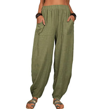 Load image into Gallery viewer, Casual Women Harem Pants Summer Female Cotton Linen Loose Wide Leg Long Pants Homewear LRFZ-922