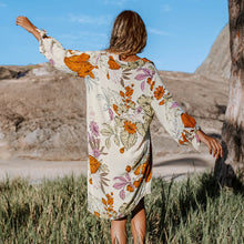 Load image into Gallery viewer, Floral Buttoned Bikini Shirt Cover Up For Woman Loose Holiday Chiffon Beach Tunic Dress 2023 Summer Midi Dress Beachwear