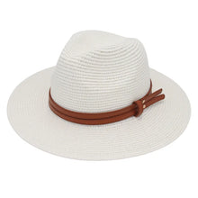 Load image into Gallery viewer, Summer Straw Sun Hat Panama Hats Grass Knitted Gift Hat Breathable Leisure Jazz Hat European American Style Straw Hat Beach Caps