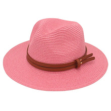 Load image into Gallery viewer, Summer Straw Sun Hat Panama Hats Grass Knitted Gift Hat Breathable Leisure Jazz Hat European American Style Straw Hat Beach Caps