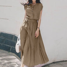 Load image into Gallery viewer, Women Fashion Short Sleeve Dress Summer Elegant Party Vestidos Casual Mid-calf Sundress Femme Vintage OL Robe Kaftan
