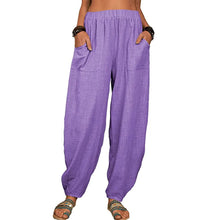 Load image into Gallery viewer, Casual Women Harem Pants Summer Female Cotton Linen Loose Wide Leg Long Pants Homewear LRFZ-922