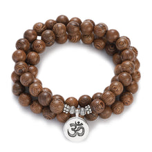 Load image into Gallery viewer, Multilayer Wood Beads Buddha Lotus OM Bracelet Tibetan Buddhist Mala Charm Rosary Bracelet Yoga Wooden For Women Men Jewelry