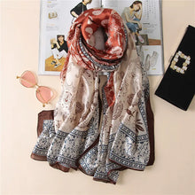 Load image into Gallery viewer, Green Peacock Feather Hijab Summer Beach Pareo Silk Scarf Women Luxury Bandana Soft Long Foulard Femme Designer Bufandas Mujer
