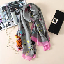 Load image into Gallery viewer, Green Peacock Feather Hijab Summer Beach Pareo Silk Scarf Women Luxury Bandana Soft Long Foulard Femme Designer Bufandas Mujer