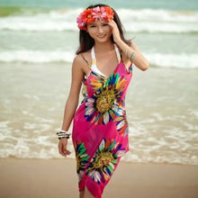 Load image into Gallery viewer, Printed Cover-ups Sexy Beach Dress Women Halter Sling Chiffon Beach Towel Bikini Wrap Pareo Skirts Open-Back Swimwear