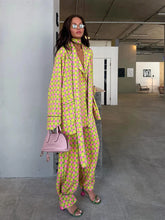 Load image into Gallery viewer, Vintage Polka Dot Women's Pants Sets 2 Pieces Tie Lapel Full Sleeve Blouses Loose Wide Leg Pant 2026 Autumn Lady Vacation Suits