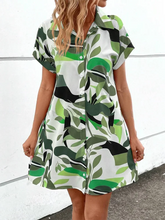Load image into Gallery viewer, New Summer Everyday Casual Women's Short Sleeve Shirt Dress  Sweet Fashion Single-breasted Dress Floral Print Elegant Dress