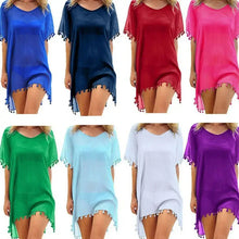 Load image into Gallery viewer, Women Swimsuit Baggy Tunic Tops Bikini Cover-Ups Dress Swim Summer Beach Bathing T-Shirt Women Cotton Blouse Beachwear