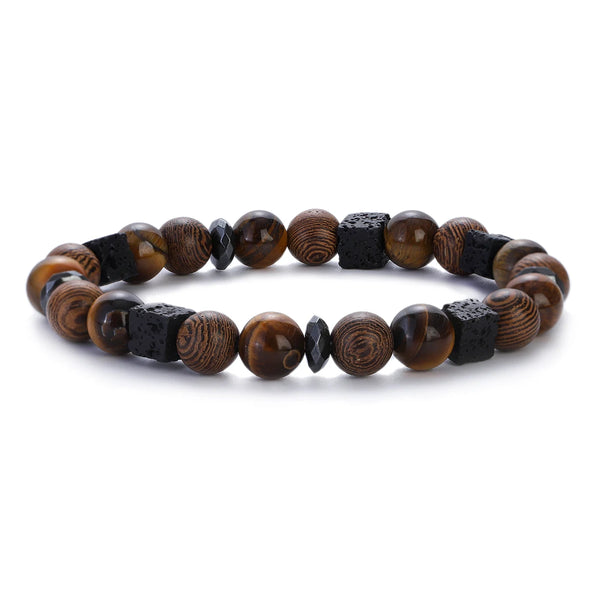 New Classic Natural Wood Beads Bracelets For Women Meditation Prayer Sliver Om Pendant Bracelet Men Wooden Yoga Jewelry