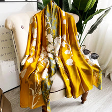 Load image into Gallery viewer, Green Peacock Feather Hijab Summer Beach Pareo Silk Scarf Women Luxury Bandana Soft Long Foulard Femme Designer Bufandas Mujer