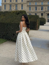 Load image into Gallery viewer, 2025 Polka Dot Maxi Dresses Women Elegant Square Neck Lotus Hem Long Gowns Chic Lady Sleeveless High Waist Cinched Summer Robes