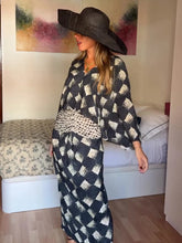 Load image into Gallery viewer, Elegant Plaid Printed Women's Dress V-neck Batwing Sleeve Waist Cinching Long Dress 2026 Spring Summer Casual Holiday Lady Robes