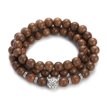Load image into Gallery viewer, Multilayer Wood Beads Buddha Lotus OM Bracelet Tibetan Buddhist Mala Charm Rosary Bracelet Yoga Wooden For Women Men Jewelry