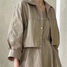 Load image into Gallery viewer, Summer 2 Pieces Women&#39;s Dress Suits Turn-down Short Jacket and Solid Casual Tank Dress Sets Outfits 2024 New Spring