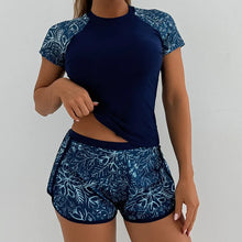 Load image into Gallery viewer, Women's Swimsuit Tankini Set Female Short Sleeve Swimwear 2025 Surfing Sports Pool Beachwear Two-Piece Bathing Suits With Shorts