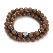 Load image into Gallery viewer, Multilayer Wood Beads Buddha Lotus OM Bracelet Tibetan Buddhist Mala Charm Rosary Bracelet Yoga Wooden For Women Men Jewelry