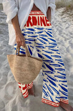 Load image into Gallery viewer, Ladies Beach Pants High Quality Pure Cotton Fabric Blue Fish Graphic Printing Chic Trend Fashion New Loose Wide Leg Trousers