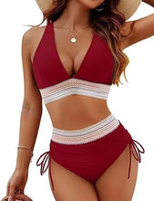 Load image into Gallery viewer, New 2026 Summer Beachwear Women Textured Bikini Set Wide Shoulder Belt Swimwear High Waist Push Up Bathing Suits Female Swimsuit