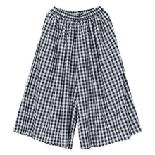 Load image into Gallery viewer, Summer New Culotte Pants High Waist Pleated Slanted Pocket A-Shaped Wide Leg Covering Span Checkered Printing Trousers