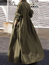 Load image into Gallery viewer, Women's Dress Autumn Long Sleeve Shirt Dress Loose Oversized Maxi Kaftan Woman Lapel Solid Half-Button A-line Sundress