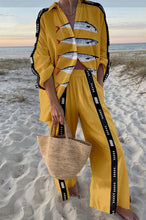 Load image into Gallery viewer, Fashion Print Beach Holiday 2-Piece Set Women Spring Summer Long Sleeve Shirt Top + Wide Legs Women's Oversized Two-Piece Outfit