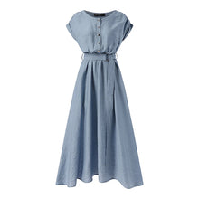 Load image into Gallery viewer, Women Fashion Short Sleeve Dress Summer Elegant Party Vestidos Casual Mid-calf Sundress Femme Vintage OL Robe Kaftan