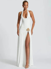 Load image into Gallery viewer, Mozision Elegant Backless Sexy Maxi Dress Set Women Halter Bodysuit And Maxi Skirt Matching Set Female Ruched Split Dress Sets