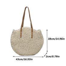 Load image into Gallery viewer, Summer Round Straw Women Vacation Woven Beach Shoulder Bag Large Capacity Hollow Out Simple Tote Bag