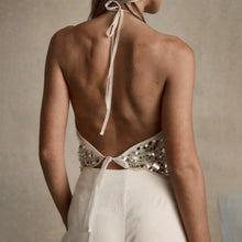 Load image into Gallery viewer, hirigin Womens Halter Sequin Tank Top Backless Tie Up Sexy Sparkly Crop Top Sleeveless Glitter Party Tops Sexy Clubwear