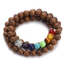 Load image into Gallery viewer, Multilayer Wood Beads Buddha Lotus OM Bracelet Tibetan Buddhist Mala Charm Rosary Bracelet Yoga Wooden For Women Men Jewelry