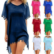 Load image into Gallery viewer, Women Swimsuit Baggy Tunic Tops Bikini Cover-Ups Dress Swim Summer Beach Bathing T-Shirt Women Cotton Blouse Beachwear