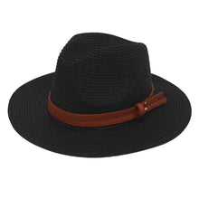 Load image into Gallery viewer, Summer Straw Sun Hat Panama Hats Grass Knitted Gift Hat Breathable Leisure Jazz Hat European American Style Straw Hat Beach Caps