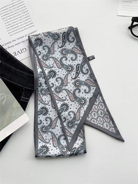 New Long Silk Scarf Women Luxury Paisley Print Headband Soft Satin Scarves Hands Bag Ribbon Foulard Hijab Neckerchief Headband