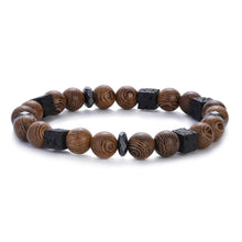 Load image into Gallery viewer, New Classic Natural Wood Beads Bracelets For Women Meditation Prayer Sliver Om Pendant Bracelet Men Wooden Yoga Jewelry