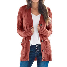 Load image into Gallery viewer, Autumn Winter Women Long Sleeve Knitted Cardigan Single Breasted Solid Color V Neck Loose Sweater Outwear Oversize S-3XL