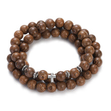 Load image into Gallery viewer, Multilayer Wood Beads Buddha Lotus OM Bracelet Tibetan Buddhist Mala Charm Rosary Bracelet Yoga Wooden For Women Men Jewelry